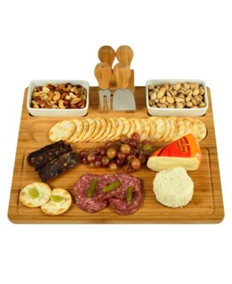 Picnic at Ascot Sherborne Large Bamboo Cheese Board Set with 4 Tools and 2 Bowls - Macy's