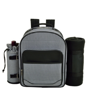 Picnic At Ascot Deluxe 4 Person Picnic Backpack Cooler, Wine Pouch And Blanket In White