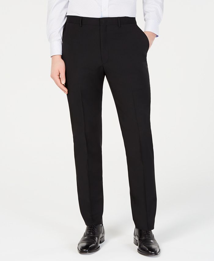 DKNY Men's Modern-Fit Stretch Black Solid Suit Pants & Reviews - Pants ...