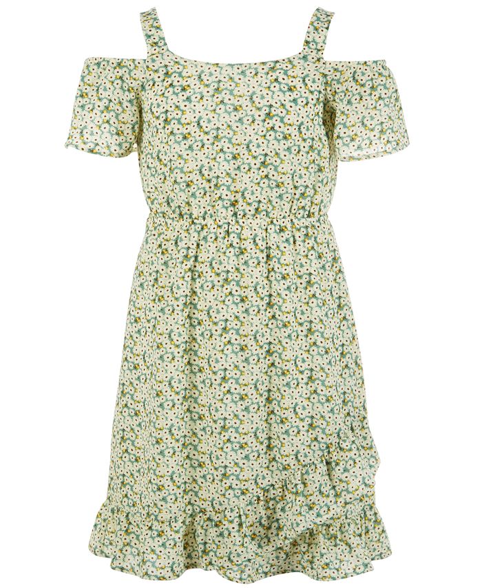 Monteau Big Girls Floral-Print Cold Shoulder Dress - Macy's