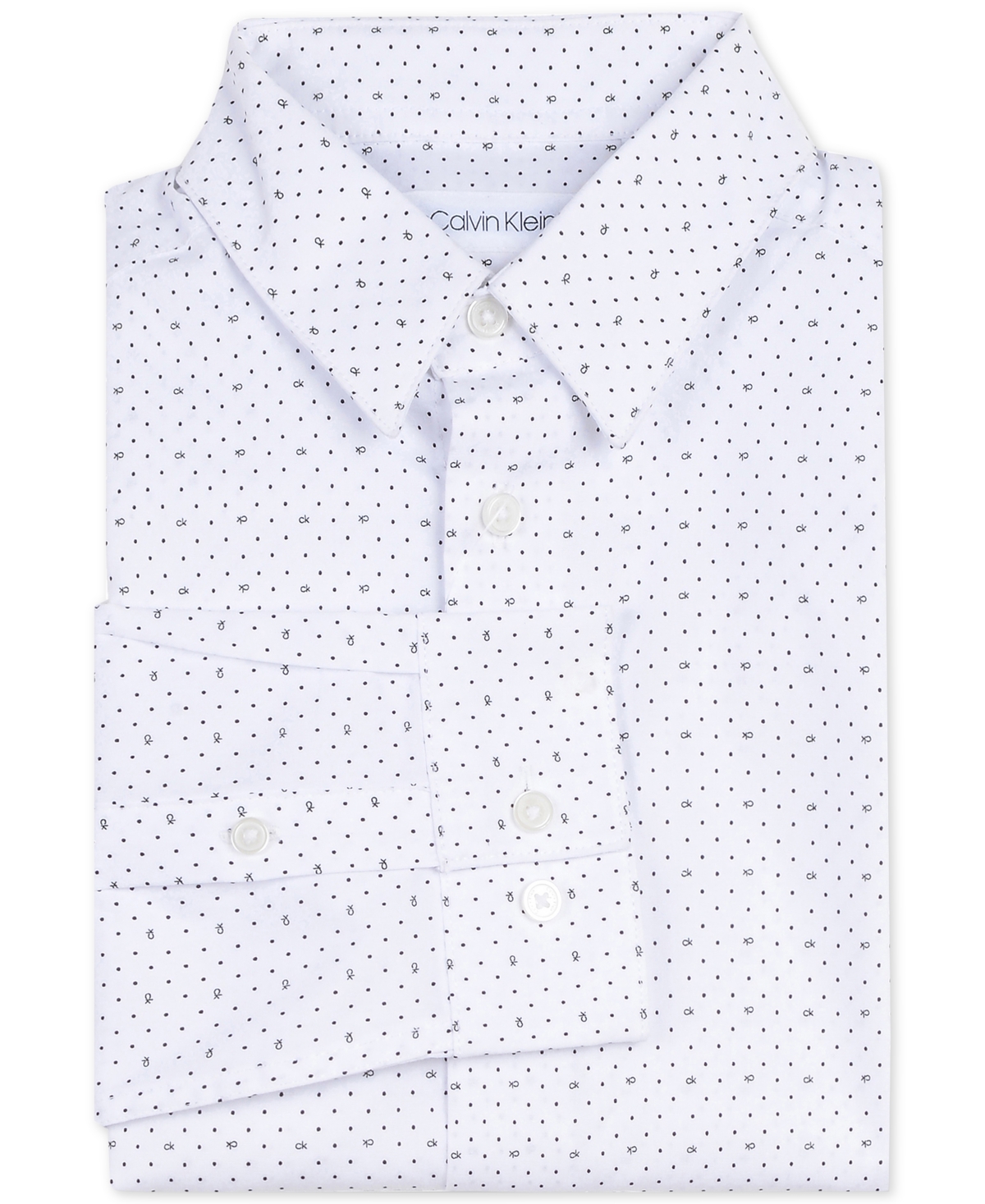 Calvin Klein Big Boys Slim-Fit Stretch Logo Dot-Print Dress Shirt