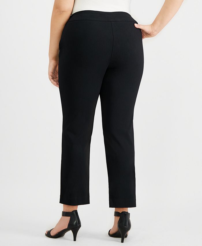 JM Collection Plus Size Tummy-Control Belt-Trim Pants, Created for Macy ...