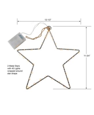 Lumabase Set of 2 Star Motif with Mini LED String Lights