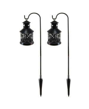 Jh Specialties Inc/lumabase Lumabase Set Of 2 Black Metal Lantern Candle Holder And 30" Shepherd's Hook