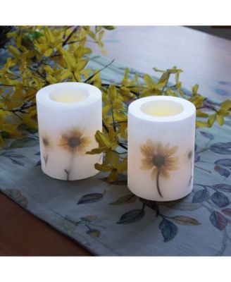 Lumabase Set of 2 Dried Flowers Flickering LED Candle