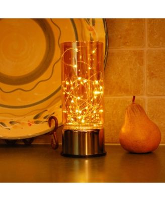 Lumabase Amber Glass Lantern with Mini String Lights