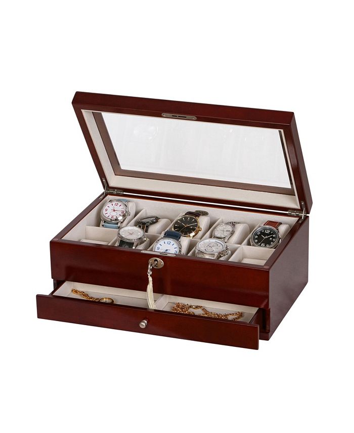 Mele & Co Christo Glass Top Wooden Watch Box - Macy's