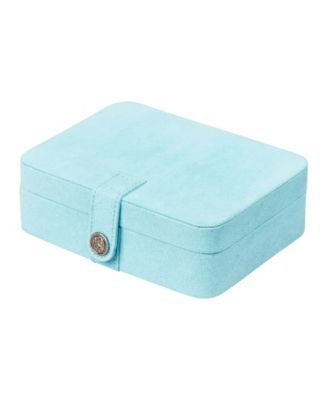 Mele & Co. Giana Plush Fabric Jewelry Box with Lift Out Tray - Aqua
