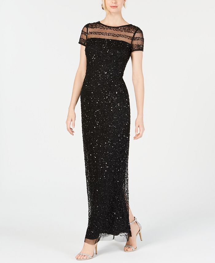 Adrianna Papell Petite Sequined Gown & Reviews - Dresses - Petites - Macy's