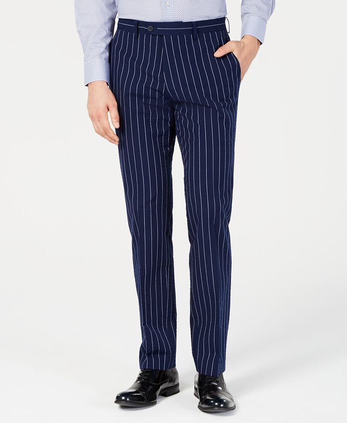 Bar III Men's Slim-Fit Seersucker Blue Pinstripe Suit Pants, Created ...