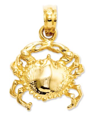 14k gold crab pendant