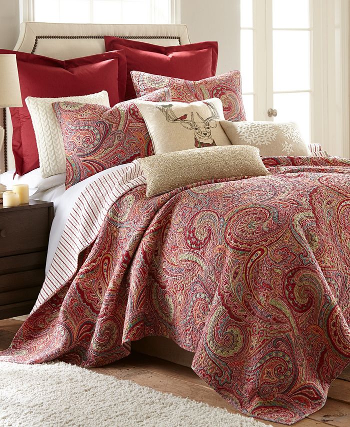 Levtex Spruce Red Paisley Reversible, Paisley Bedding King Size