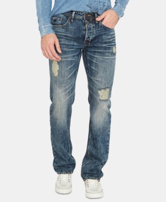 relaxed fit distressed jeans