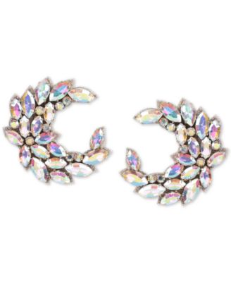 Deepa - Iridescent Crystal Crescent Stud Earrings