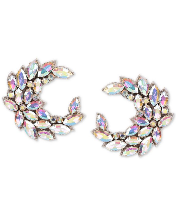 Deepa Iridescent Crystal Crescent Stud Earrings - Macy's