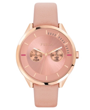 image of Furla Women-s Metropolis Pink Dial Calfskin Leather Watch