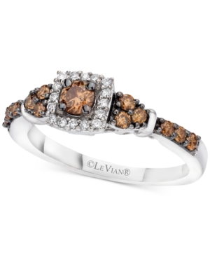 image of Le Vian Chocolate & Vanilla Diamond Ring (1/2 ct. t.w.) in 14k White Gold