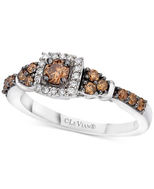 Le Vian Chocolate Vanilla Diamond Ring 1 2 Ct T W In 14k White Gold Reviews Rings Jewelry Watches Macy S