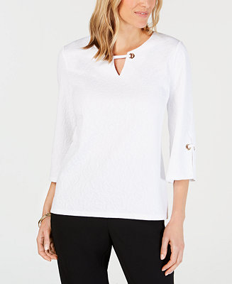 JM Collection Textured Grommet-Trim Keyhole Top, Created for Macy's ...