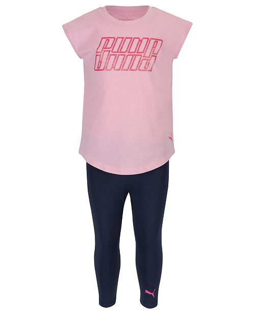 Puma Toddler Girls 2 Pc Logo Print T Shirt Leggings Set