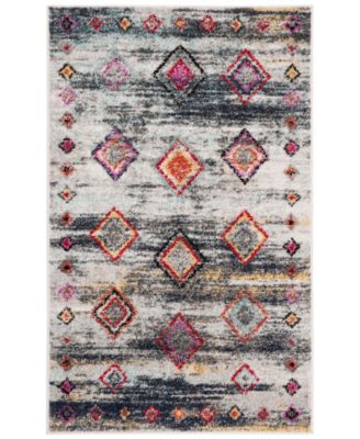 Adirondack Light Gray and Red 3' x 5' Area Rug
