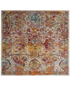 Safavieh Crystal Light Blue and Orange 7' x 7' Square Area Rug