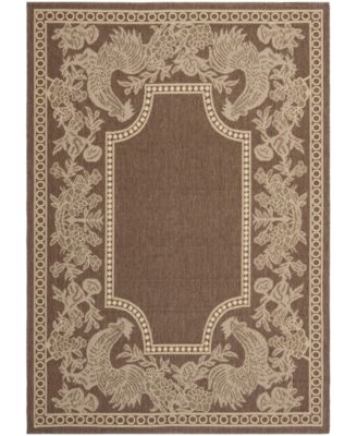 Courtyard CY3305 Chocolate and Natural 5'3" x 7'7" Sisal Weave Outdoor Area Rug