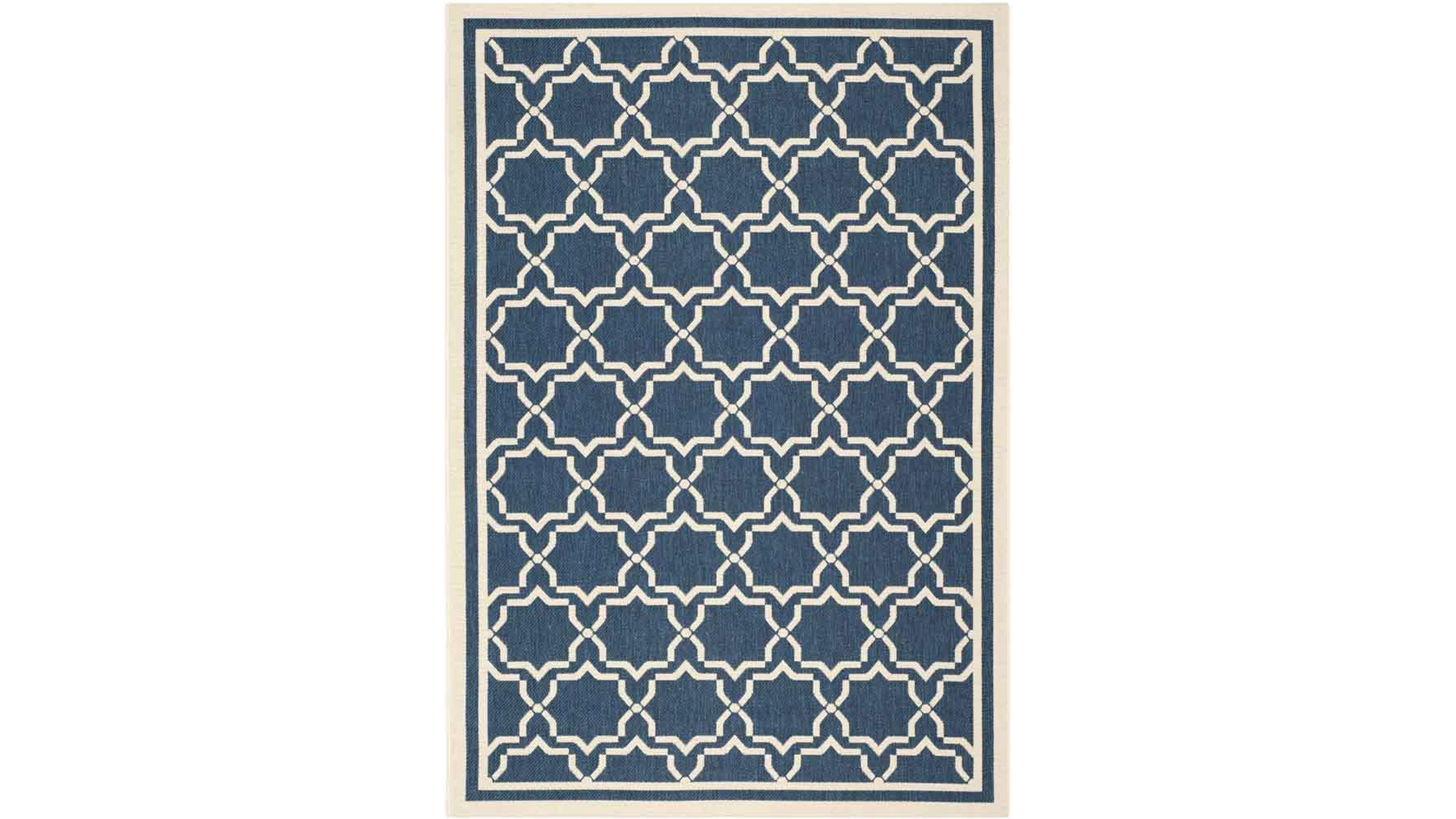 Safavieh Courtyard CY6916 Navy and Beige 5'3" x 7'7" Sisal Weave Outdoor Area Rug