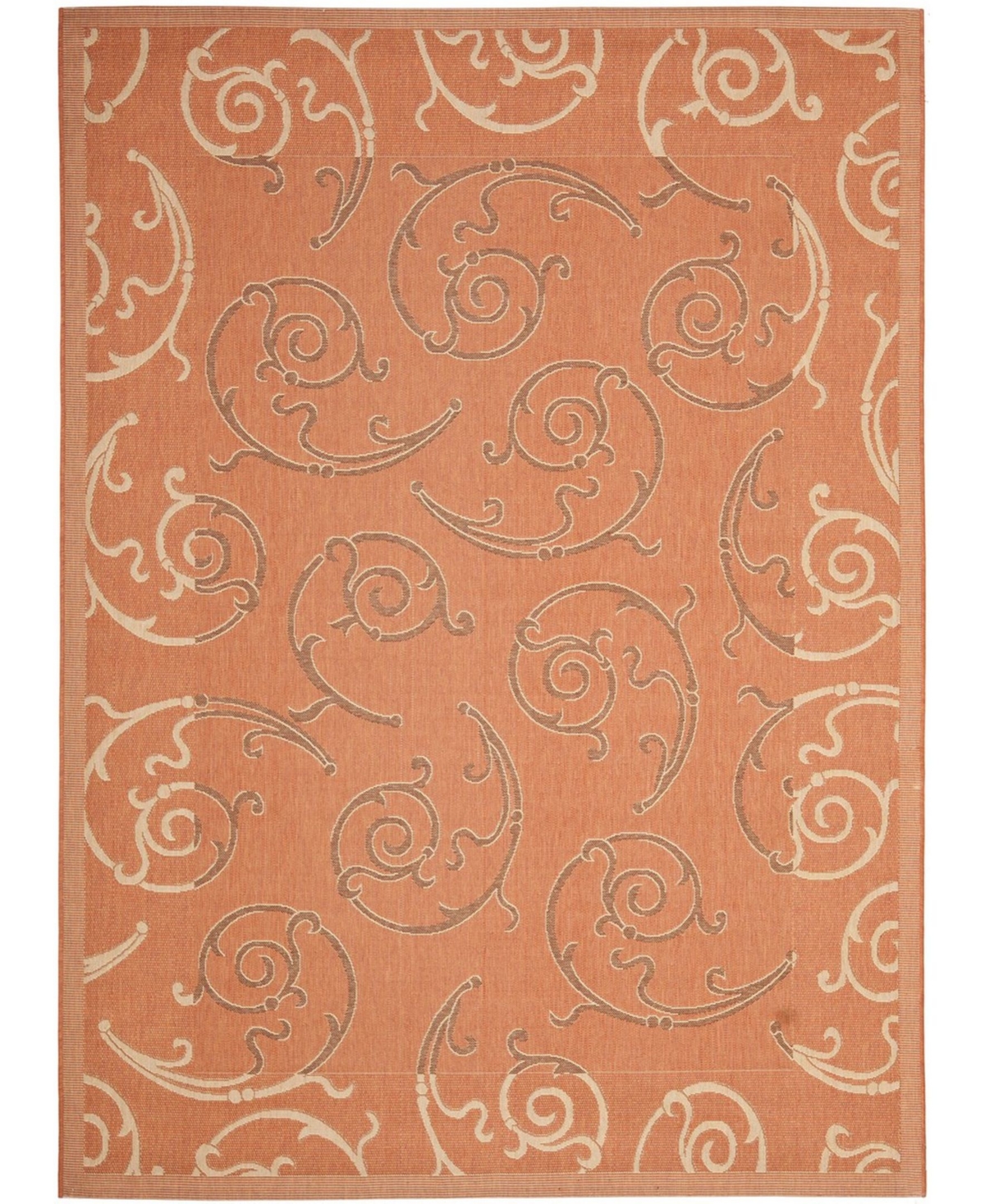 Safavieh Courtyard Terracotta and Cream 8' x 11' Outdoor Area Rug - Terracotta