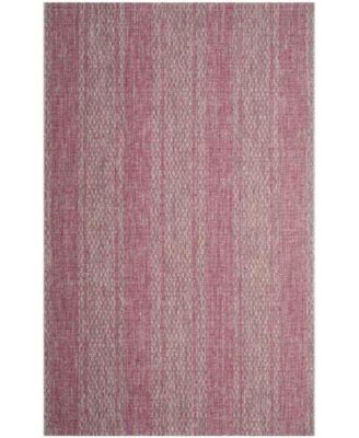 Courtyard CY8736 Light Gray and Fuchsia 5'3" x 7'7" Sisal Weave Outdoor Area Rug