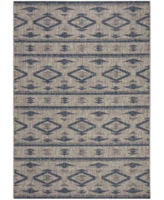 Courtyard CY8863 Gray and Navy 5'3" x 7'7" Outdoor Area Rug