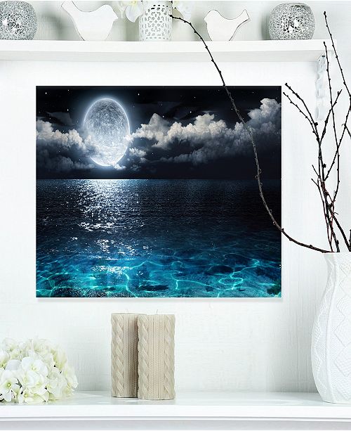 Design Art Designart Romantic Full Moon Over Sea Seascape Canvas Art Print 20 X 12 Reviews Wall Art Macy S