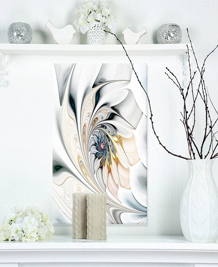 Design Art Designart White Stained Glass Floral Art Large Floral Wall ...