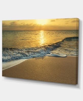 Design Art Designart White Waves Under Yellow Sunset Modern Beach ...