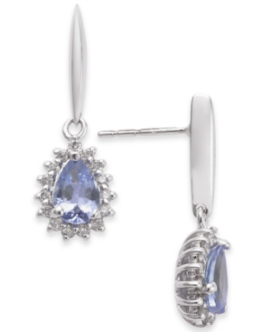image of Tanzanite (3/4 ct. t.w.) & Diamond (1/5 ct. t.w.) Drop Earrings in 14k White Gold