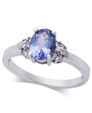 image of Tanzanite (1 ct. t.w.) & Diamond (1/8 ct. t.w.) Ring in 14k White Gold