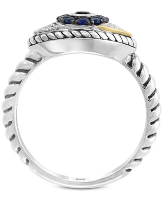 Sapphire (1/5 ct. t.w.) and Diamond (1/6 ct. t.w.) Evil Eye Ring in Sterling Silver & 18k Yellow Gold