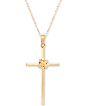 MACY'S POLISHED CROSS 18" PENDANT NECKLACE IN 14K GOLD