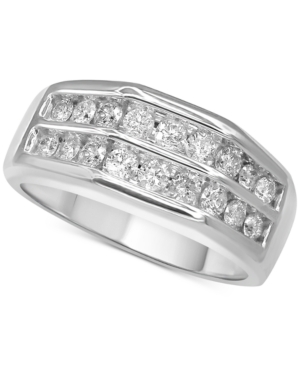image of Men-s Diamond Double Row Ring (1 ct. t.w.) in 10k White Gold and 10k Yellow Gold