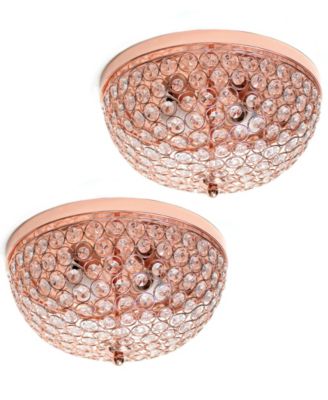 Elegant Designs 2 Light Elipse Crystal Flush Mount Ceiling Light 2 Pack