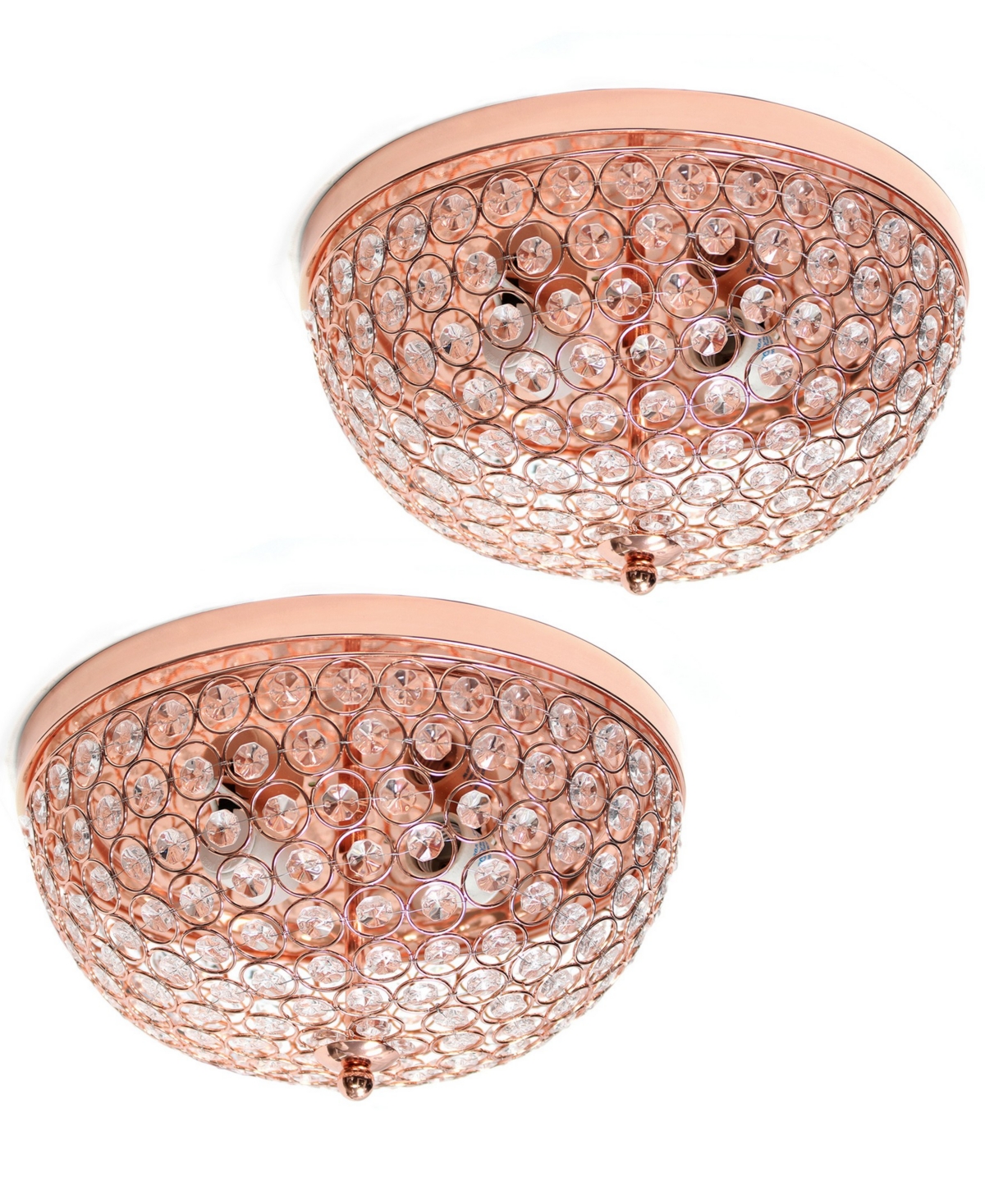 Elegant Designs 2 Light Elipse Crystal Flush Mount Ceiling Light 2 Pack
