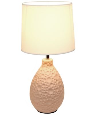 Simple Designs Textured Stucco Ceramic Oval Table Lamp