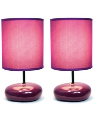 Simple Designs Stonies Small Stone Look Table Bedside Lamp 2 Pack Set
