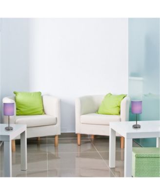 Simple Designs Chrome Mini Basic Table Lamp with Fabric Shade 2 Pack Set