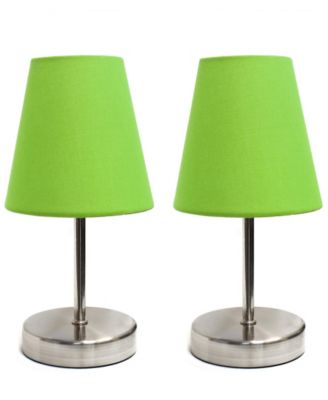 Simple Designs Sand Nickel Mini Basic Table Lamp with Fabric Shade 2 Pack Set