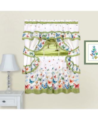 Butterflies Printed Cottage Window Curtain Sets