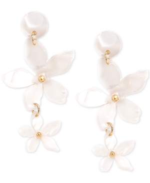image of Zenzii Gold-Tone Acetate Flower Double Drop Earrings
