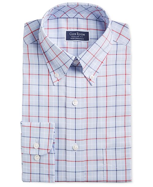 Club Room Men's Classic/Regular Fit Stretch Tattersall Dress Shirt
