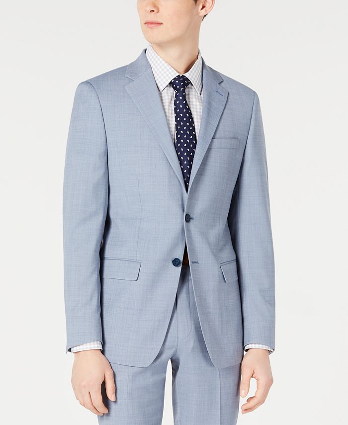 Calvin Klein Men's X-Fit Slim-Fit Light Blue Sharkskin Wool Suit Separate  Jacket & Reviews - Suits & Tuxedos - Men - Macy's