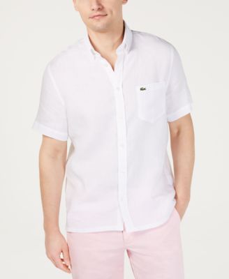 lacoste men's linen pocket shirt